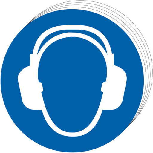 Wear ear protection symbol - SAV (50mm dia.) (Pack of 10) - Min Order 2