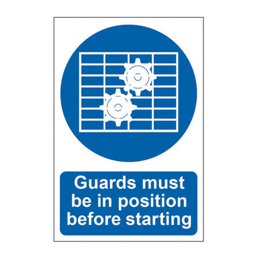 Guards must be in position before starting - Self Adhesive PP (200 x 300mm) - Min Order 2