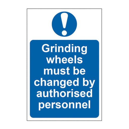Grinding wheels must be changed by authorised personnel - Self Adhesive PP (200 x 300mm) - Min Order 2