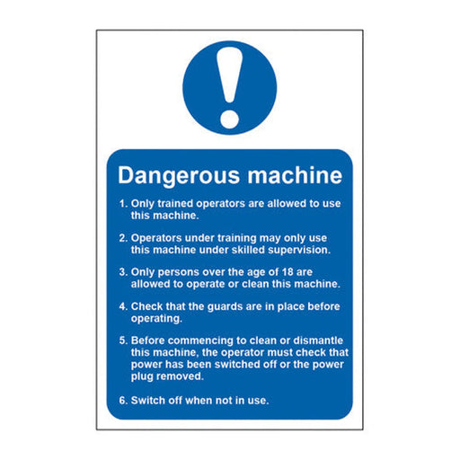 Dangerous machine (Safety information) - Self Adhesive PP (200 x 300mm) - Min Order 2