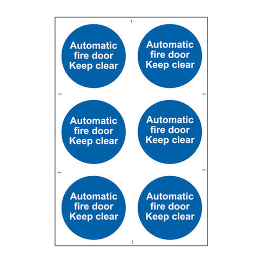 Automatic fire door Keep clear - Self Adhesive PP (200 x 300mm) - Min Order 2