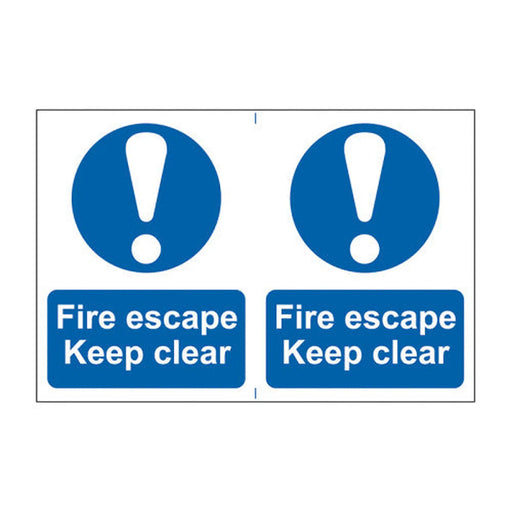 Fire escape Keep clear - Self Adhesive PP (300 x 200mm) - Min Order 2