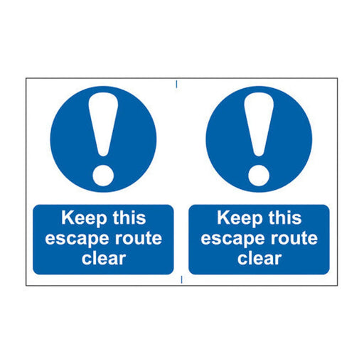 Keep this escape route clear - Self Adhesive PP (300 x 200mm) - Min Order 2