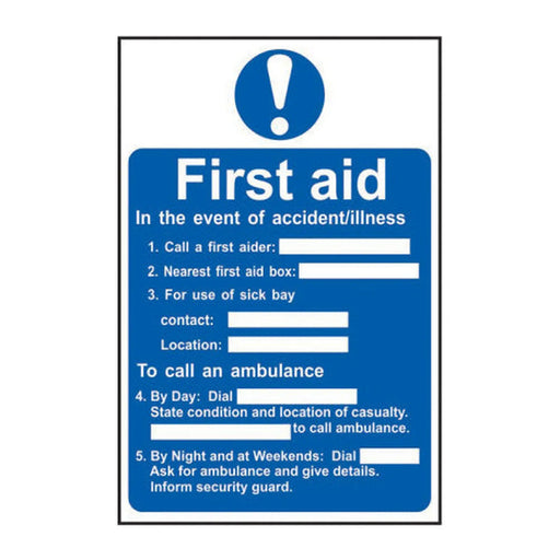 First aid procedure - Self Adhesive PP (200 x 300mm) - Min Order 2