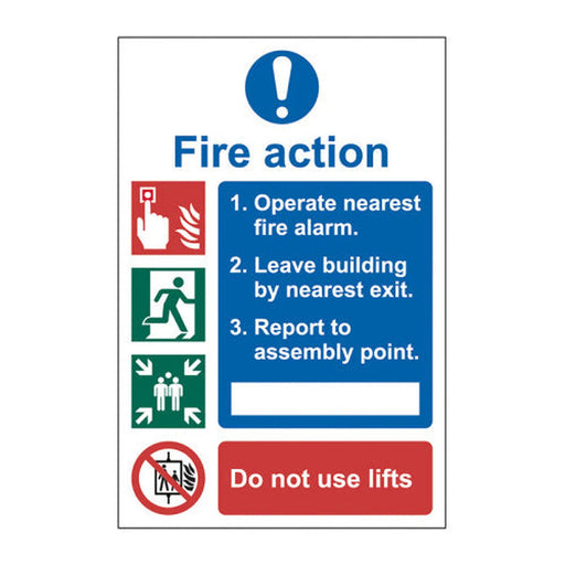 Fire action procedure - Self Adhesive PP (200 x 300mm) - Min Order 2