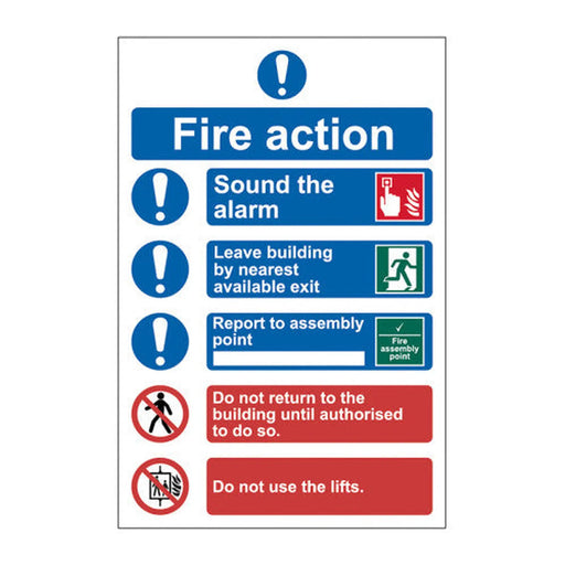 Fire action procedure - Self Adhesive PP (200 x 300mm) - Min Order 2