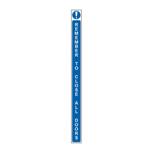 ‘Remember To Close All Doors’ Sign, Self-Adhesive Vinyl Door Strip (34mm x 450mm) - Min Order 2