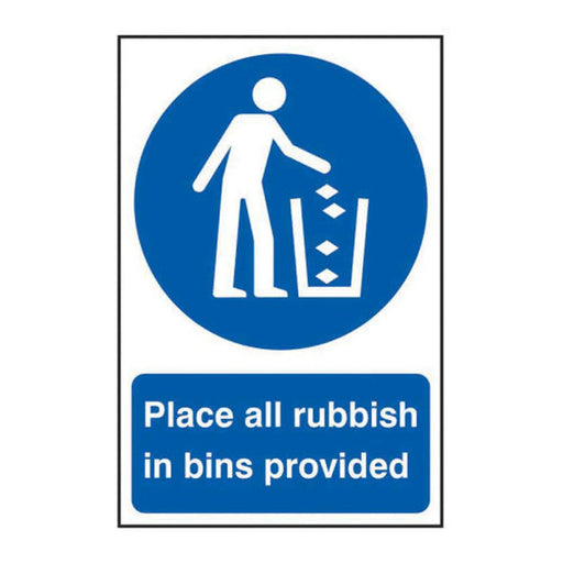 Place all rubbish in bins provided - Self Adhesive PP (200 x 300mm) - Min Order 2