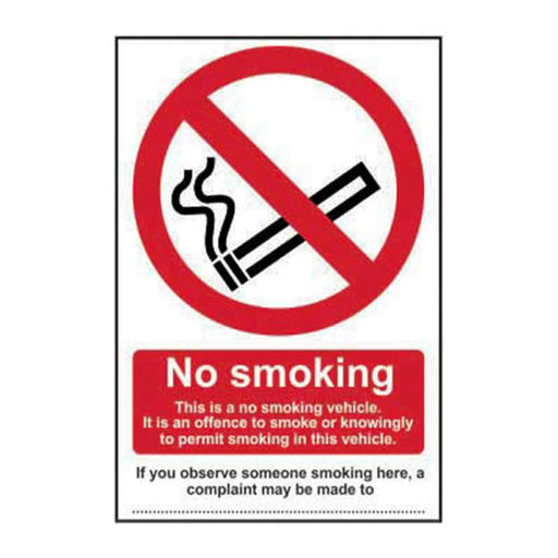 No smoking This is a no smoking vehicle… - CLG (100 x 150mm) - Min Order 4