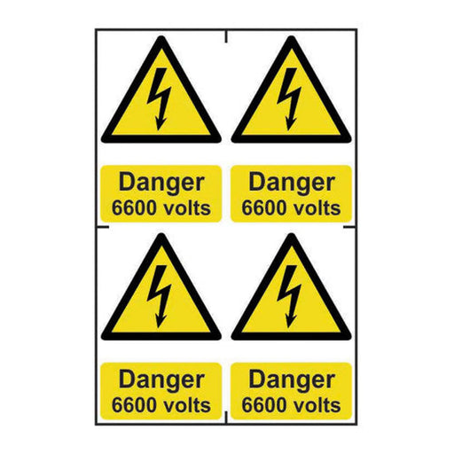 Danger 6600 volts - Self Adhesive PP (200 x 300mm) - Min Order 2