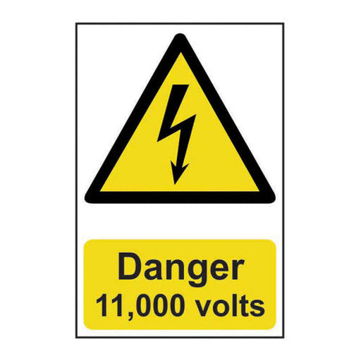 Danger 11000 volts - Self Adhesive PP (200 x 300mm) - Min Order 2