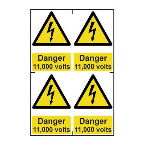 Danger 11000 volts - Self Adhesive PP (200 x 300mm) - Min Order 2