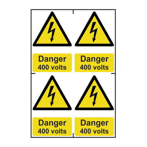 Danger 400 volts - Self Adhesive PP (200 x 300mm) - Min Order 2