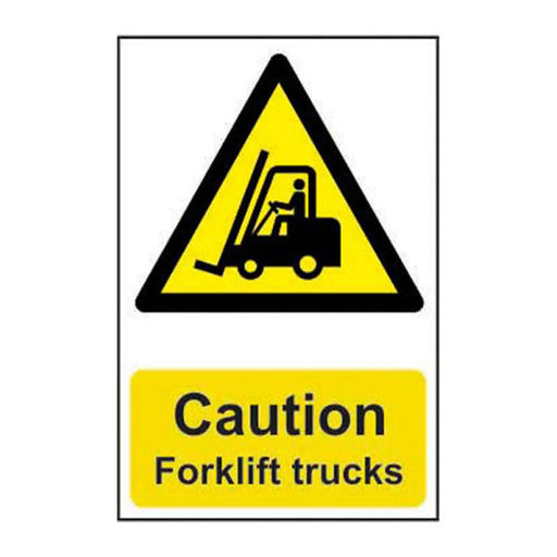 Caution Forklift Trucks - Self Adhesive PP (200 x 300mm) - Min Order 2