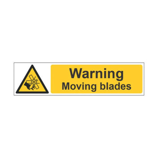 Warning Moving Blades - SAV (300 x 100mm) - Min Order 4
