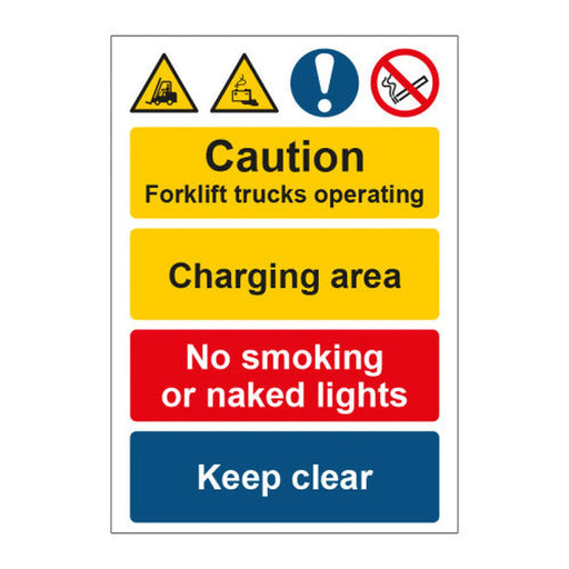 Caution Forklifts Operating / Charging - SAV (200 x 300mm) - Min Order 2