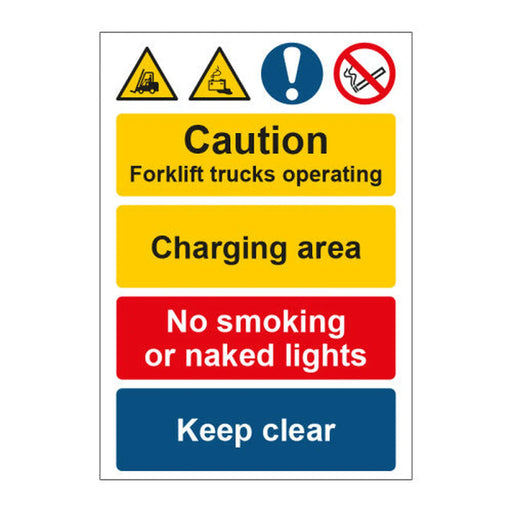 Caution Forklifts Operating / Charging - SAPP (200 x 300mm) - Min Order 2