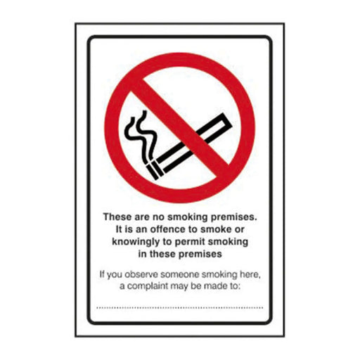 These are no smoking premises.  It is an offence to smoke 1.2mm Recyclable PP (200 x 300mm) - Min Order 2