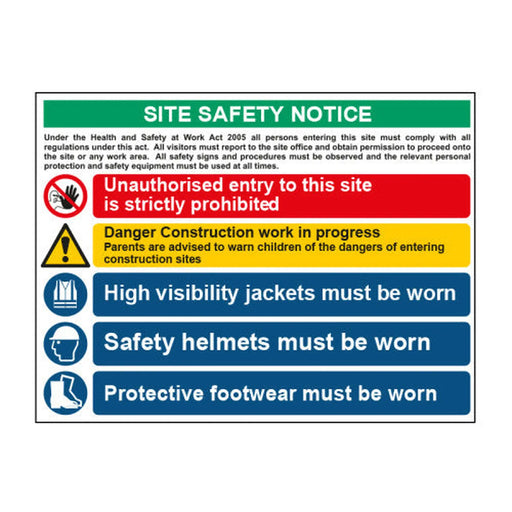 Site Safety Composite 1.2mm Recyclable PP (800 x 600mm) (Irish Version)