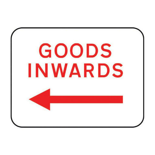 600 x 450mm Aluminium Composite 'Goods Inwards Arrow Left' Road Sign (without channel)
