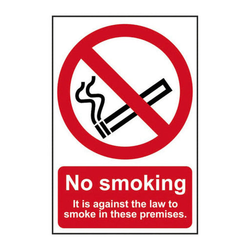 No smoking It is against the law to smoke on these premises 1.2mm Recyclable PP (148 x 210mm) - Min Order 4