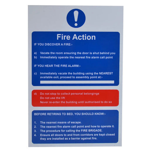 Fire action on discovering a fire 1.2mm Recyclable PP (200 x 300mm) - Min Order 2