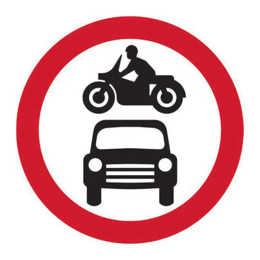 450mm dia. ACP 'Motor Vehicles Prohibited' Road Sign (with channel)