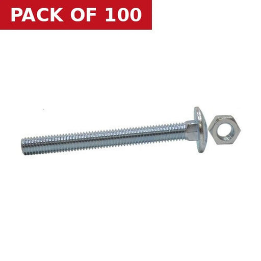 M8 x 100mm ZP Small Carriage Bolts & Nuts  (100)