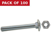 M10 x 75mm ZP Small Carriage Bolts & Nuts  (100)