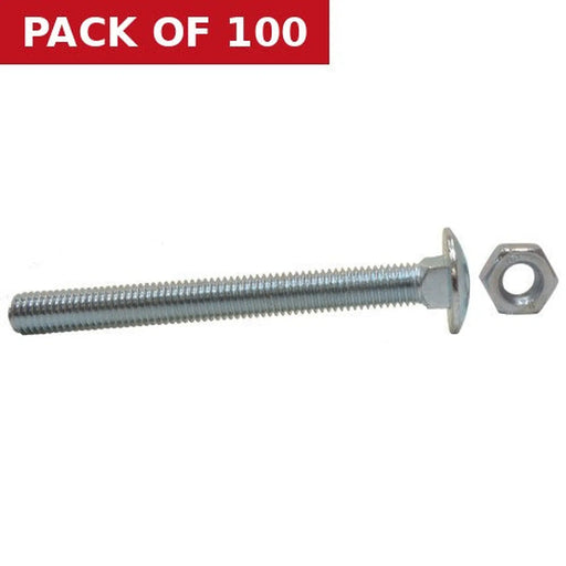 M10 x 100mm ZP Small Carriage Bolts & Nuts  (100)