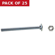M12 x 130mm ZP Small Carriage Bolts & Nuts  (25)