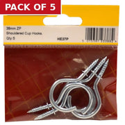 38mm ZP Shouldered Cup Hooks (Pack of 5)