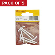 25mm White PVC Shouldered Dresser Hooks (Pack of 5)