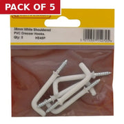 38mm White PVC Shouldered Dresser Hooks (Pack of 5)
