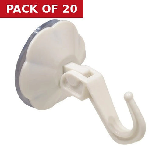 50mm White Plastic Lever Suction Hooks  (20)