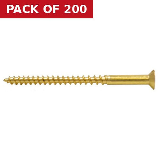 2 1/2" x 8 Slotted Brass Woodscrew - Countersunk Head - (200)