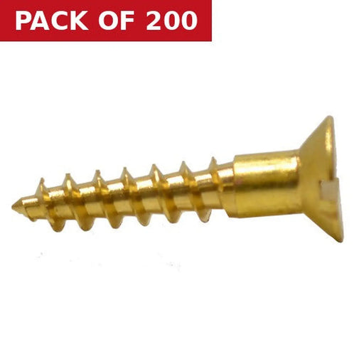 1" x 10 Slotted Brass Woodscrew - Countersunk Head - (200)