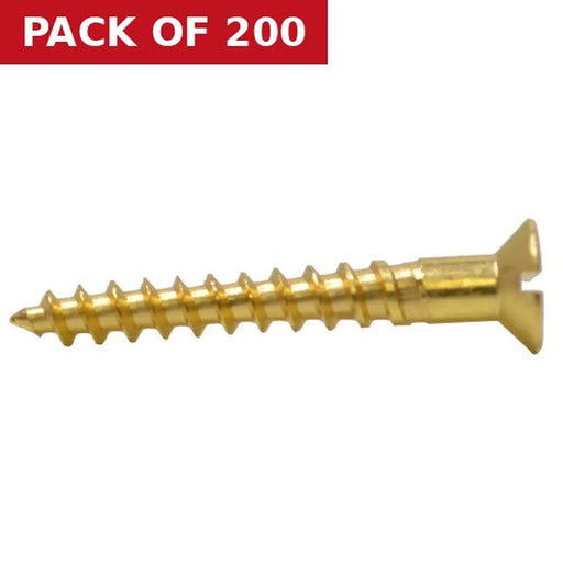1 1/2" x 10 Slotted Brass Woodscrew - Countersunk Head - (200)