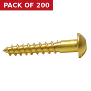 1" x 8 Slotted Round Head Woodscrew - Solid Brass - (200)