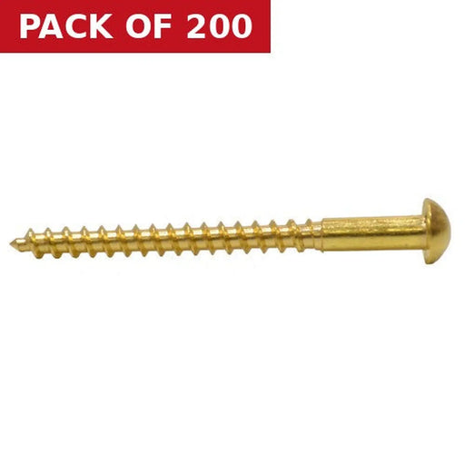 2" x 8 Slotted Round Head Woodscrew - Solid Brass - (200)