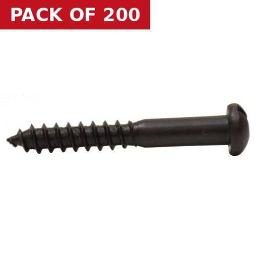 1 1/4" x 8 Pozi Round Head Woodscrew - Black Japanned - (200)