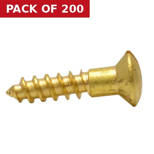 5/8" x 6 Slotted Raised Head Woodscrew - Brass - (200)