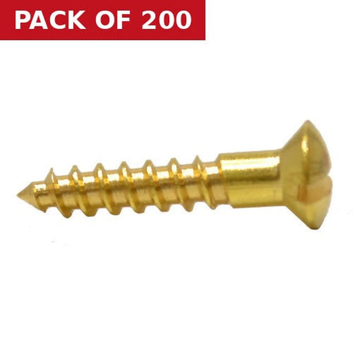 3/4" x 6 Slotted Raised Head Woodscrew - Brass - (200)