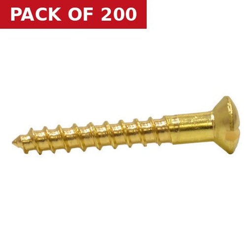 1" x 6 Slotted Raised Head Woodscrew - Solid Brass - (200)