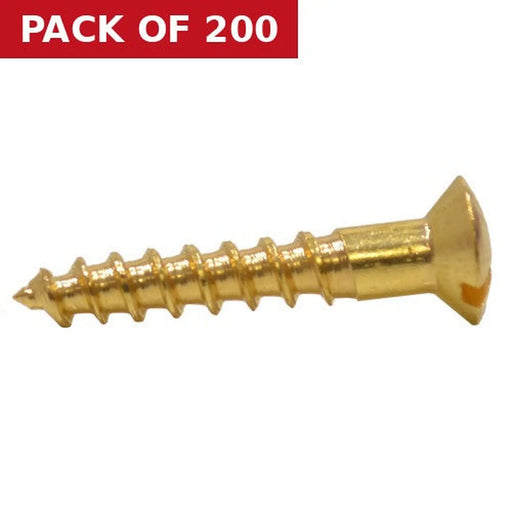 1" x 8 Slotted Raised Head Woodscrew - Brass - (200)