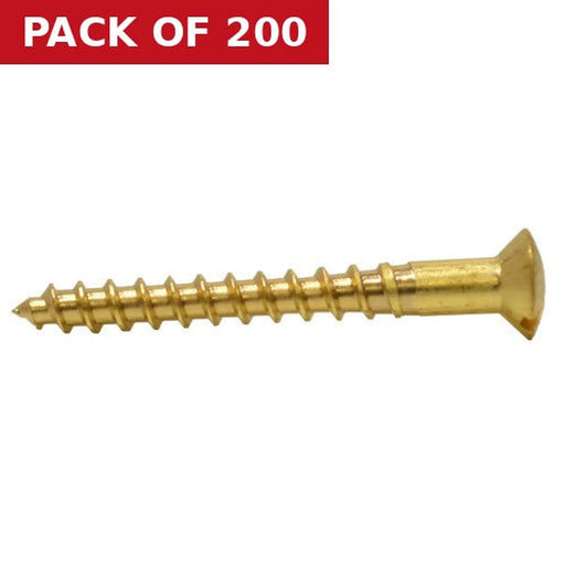 1 1/2" x 8 Slotted Raised Head Woodscrew - Brass - (200)