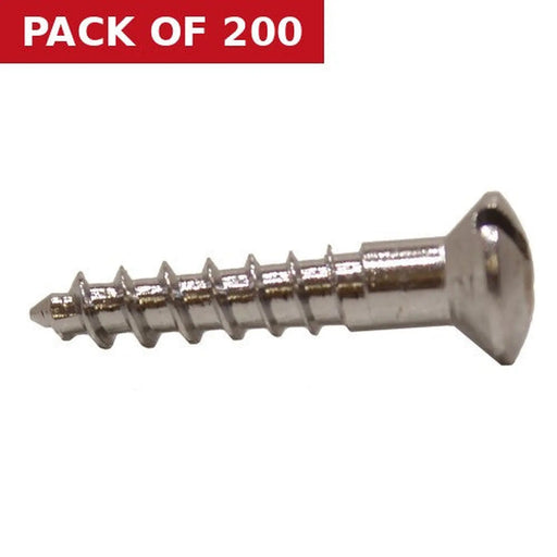 3/4" x 6 Slotted Raised Head Woodscrew - Chrome Plated - (200)