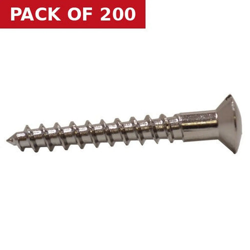 1 1/4" x 8 Slotted Raised Head Woodscrew - Chrome Plated - (200)