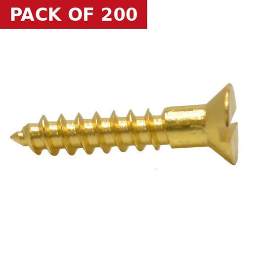 3/4" x 6 Slotted Brass Woodscrew - Countersunk Head - (200)