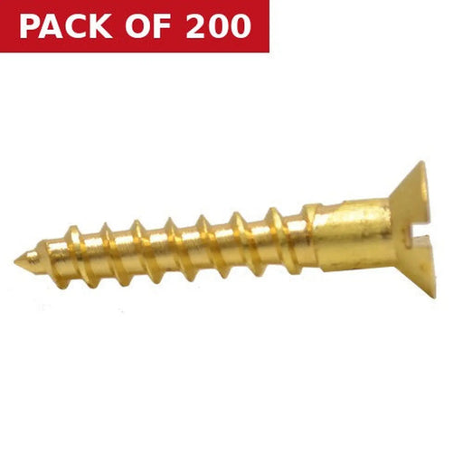 1" x 8 Slotted Brass Woodscrew - Countersunk Head - (200)